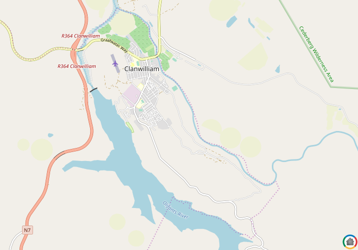 Map location of Clanwilliam